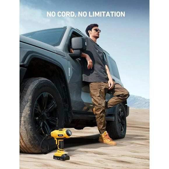 Cordless Tire Inflator Air Compressor 20V Rechargeable Battery Powered 160PSI - Picture 5 of 12